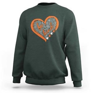 Anti Bullying Sweatshirt Orange Heart Be Kind Unity Day TS09 Dark Forest Green Print Your Wear