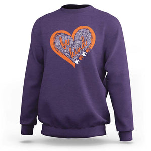 Anti Bullying Sweatshirt Orange Heart Be Kind Unity Day TS09 Purple Print Your Wear