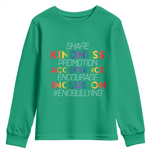 Anti Bullying Youth Sweatshirt Share Kindness Promotion Acceptange Encourage Inclusion TS09 Irish Green Print Your Wear