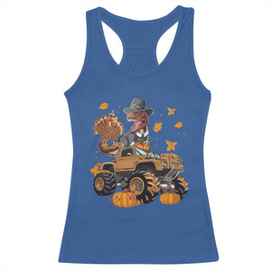 Thanksgiving Racerback Tank Top Dinosaur Turkey Riding Truck Monster TS09 Royal Blue Print Your Wear