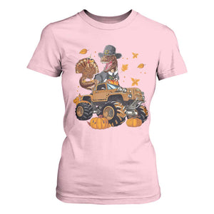 Thanksgiving T Shirt For Women Dinosaur Turkey Riding Truck Monster TS09 Light Pink Print Your Wear
