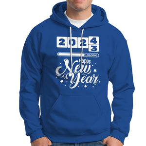 Happy New Year 2024 Loading Goodbye 2023 Hoodie TS09 Royal Blue Printyourwear