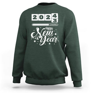 Happy New Year 2024 Loading Goodbye 2023 Sweatshirt TS09 Dark Forest Green Printyourwear