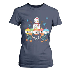 Funny Chrsitmas T Shirt For Women Snowman Nurse Xray Gingerbread TS09 Navy Print Your Wear