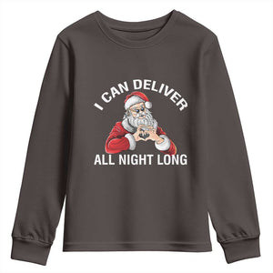 Funny Chrsitmas Youth Sweatshirt I Can Deliver All Night Long TS09 Dark Chocolate Print Your Wear