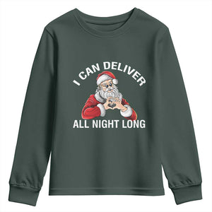 Funny Chrsitmas Youth Sweatshirt I Can Deliver All Night Long TS09 Dark Forest Green Print Your Wear