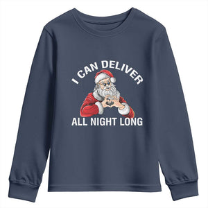 Funny Chrsitmas Youth Sweatshirt I Can Deliver All Night Long TS09 Navy Print Your Wear