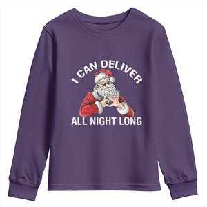 Funny Chrsitmas Youth Sweatshirt I Can Deliver All Night Long TS09 Purple Print Your Wear