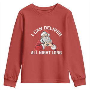Funny Chrsitmas Youth Sweatshirt I Can Deliver All Night Long TS09 Red Print Your Wear