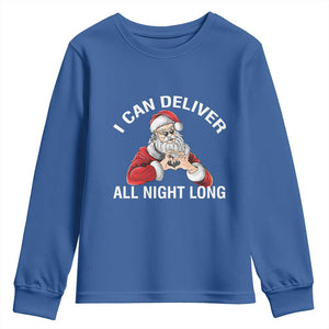 Funny Chrsitmas Youth Sweatshirt I Can Deliver All Night Long TS09 Royal Blue Print Your Wear
