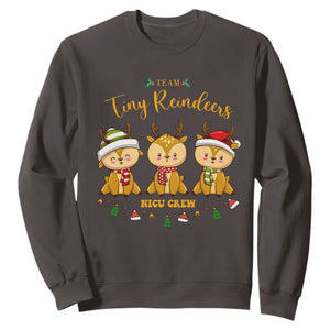 Christmas Nurse Nicu Crew Tiny Reindeer Sweatshirt TS09 Dark Chocolate Print Your Wear