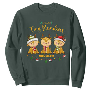 Christmas Nurse Nicu Crew Tiny Reindeer Sweatshirt TS09 Dark Forest Green Print Your Wear
