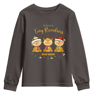 Christmas Nurse Nicu Crew Tiny Reindeer Youth Sweatshirt TS09 Dark Chocolate Print Your Wear
