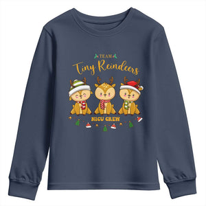 Christmas Nurse Nicu Crew Tiny Reindeer Youth Sweatshirt TS09 Navy Print Your Wear
