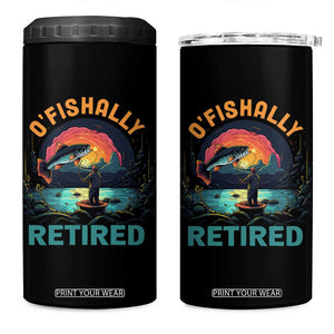Funny Retirement 4 in 1 Can Cooler Tumbler O'fishally Retired Fishing Men TS09 One Size: 16 oz Black Print Your Wear