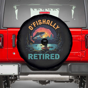 Funny Retirement Spare Tire Cover O'fishally Retired Fishing Men TS09 Black Print Your Wear