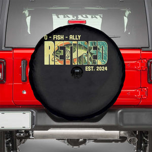 Retirement Spare Tire Cover O'fishally Retired Fishing Men Fisherman TS09 Black Print Your Wear