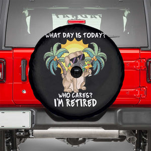 Funny Retirement Spare Tire Cover What Day Is Today Who Cares I'm Retired Funny Dog At Beach TS09 Black Print Your Wear