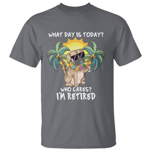 Retirement T Shirt What Day Is Today Who Cares I'm Retired Funny Dog At Beach TS09 Charcoal Printyourwear