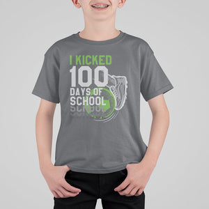 I Kicked 100 Days Of School Soccer Player T Shirt For Kid TS09 Charcoal Printyourwear