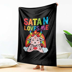 Funny Halloween Throw Blanket Satan Loves Me Rainbow Goat TS09 Print Your Wear