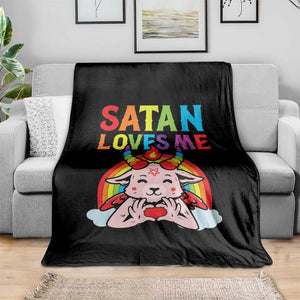 Funny Halloween Throw Blanket Satan Loves Me Rainbow Goat TS09 Print Your Wear