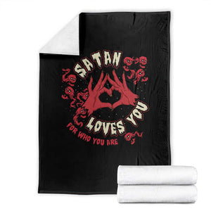 Funny Halloween Throw Blanket Satan Loves You For Who You Are TS09 Black Print Your Wear