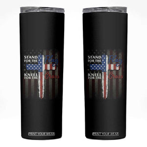 Christian American Patriotic Skinny Tumbler Stand For The Flag Kneel For The Cross TS09 Black Print Your Wear