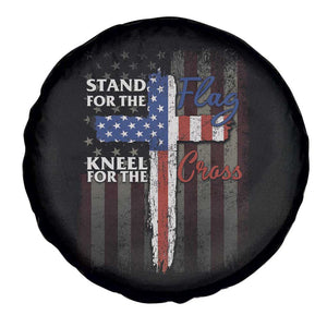 Christian American Patriotic Spare Tire Cover Stand For The Flag Kneel For The Cross TS09 Print Your Wear