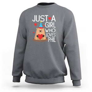 Cute Groundhog Just A Girl Who Loves Phil Sweatshirt TS09 Charcoal Printyourwear