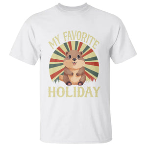 Cute Groundhog Retro My Favorite Holiday T Shirt TS09 White Printyourwear