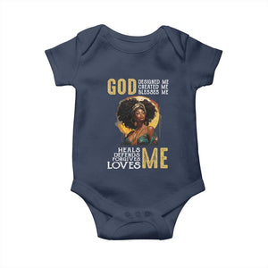 African Women Pride Baby Onesie God Designed Created Blessed Me Black History Month TS09 Navy Print Your Wear