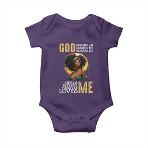African Women Pride Baby Onesie God Designed Created Blessed Me Black History Month TS09 Purple Print Your Wear