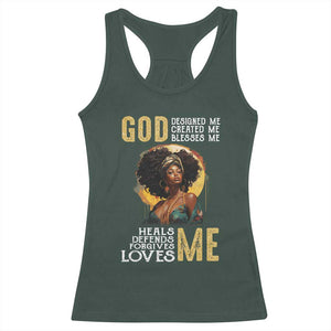 African Women Pride Racerback Tank Top God Designed Created Blessed Me Black History Month TS09 Dark Forest Green Print Your Wear