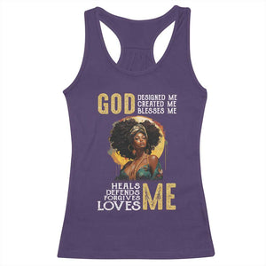 African Women Pride Racerback Tank Top God Designed Created Blessed Me Black History Month TS09 Purple Print Your Wear