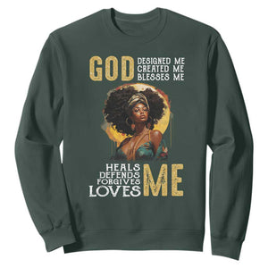 Black History Month Sweatshirt African Women God Designed Created Blessed Me TS09 Dark Forest Green Printyourwear