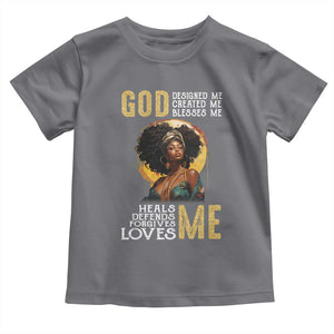 African Women Pride Toddler T Shirt God Designed Created Blessed Me Black History Month TS09 Charcoal Print Your Wear
