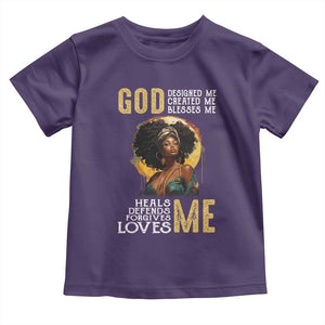 African Women Pride Toddler T Shirt God Designed Created Blessed Me Black History Month TS09 Purple Print Your Wear