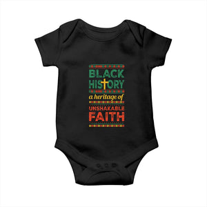 Black History Month Baby Onesie A Heritage Of Unshakeable Faith Christian TS09 Black Print Your Wear