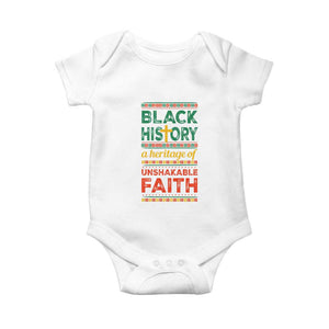 Black History Month Baby Onesie A Heritage Of Unshakeable Faith Christian TS09 White Print Your Wear