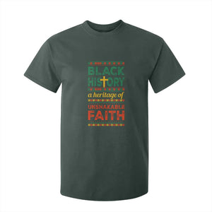 Black History Month T Shirt For Kid A Heritage Of Unshakeable Faith Christian TS09 Dark Forest Green Print Your Wear