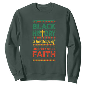 Black History Month Sweatshirt A Heritage Of Unshakeable Faith Christian BLM TS09 Dark Forest Green Printyourwear