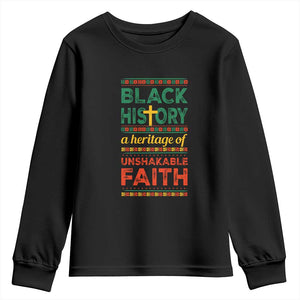 Black History Month Youth Sweatshirt A Heritage Of Unshakeable Faith Christian TS09 Black Print Your Wear