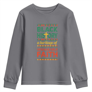 Black History Month Youth Sweatshirt A Heritage Of Unshakeable Faith Christian TS09 Charcoal Print Your Wear
