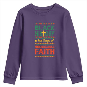 Black History Month Youth Sweatshirt A Heritage Of Unshakeable Faith Christian TS09 Purple Print Your Wear