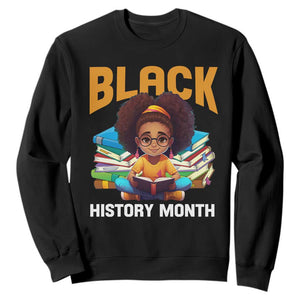 Black History Month Sweatshirt Girl Reading Book African Pride Melanin TS09 Black Printyourwear