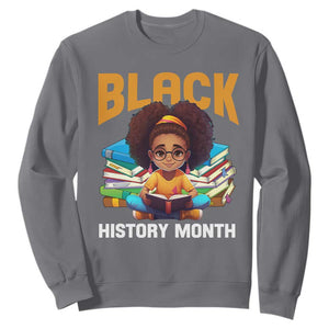 Black History Month Sweatshirt Girl Reading Book African Pride Melanin TS09 Charcoal Printyourwear