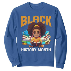 Black History Month Sweatshirt Girl Reading Book African Pride Melanin TS09 Royal Blue Printyourwear