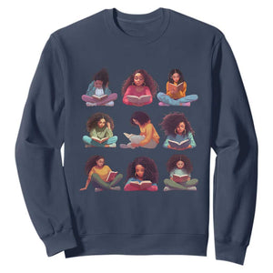 Black History Month Sweatshirt Reading Book African Melanin Women Girls TS09 Navy Printyourwear