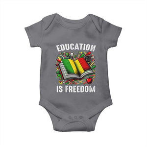 Black Teacher Baby Onesie Education Is Freedom Reading Books Black History Month TS09 Charcoal Print Your Wear